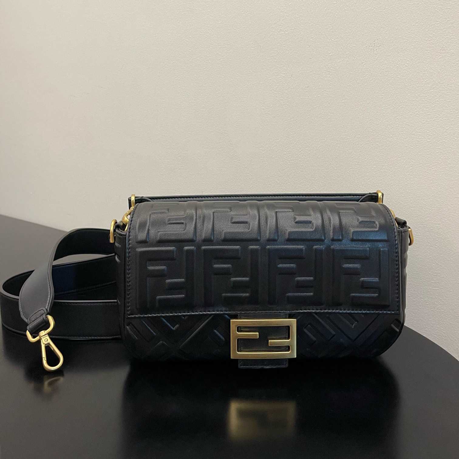 Fendi Baguette Black Leather Bag - DopestKickz