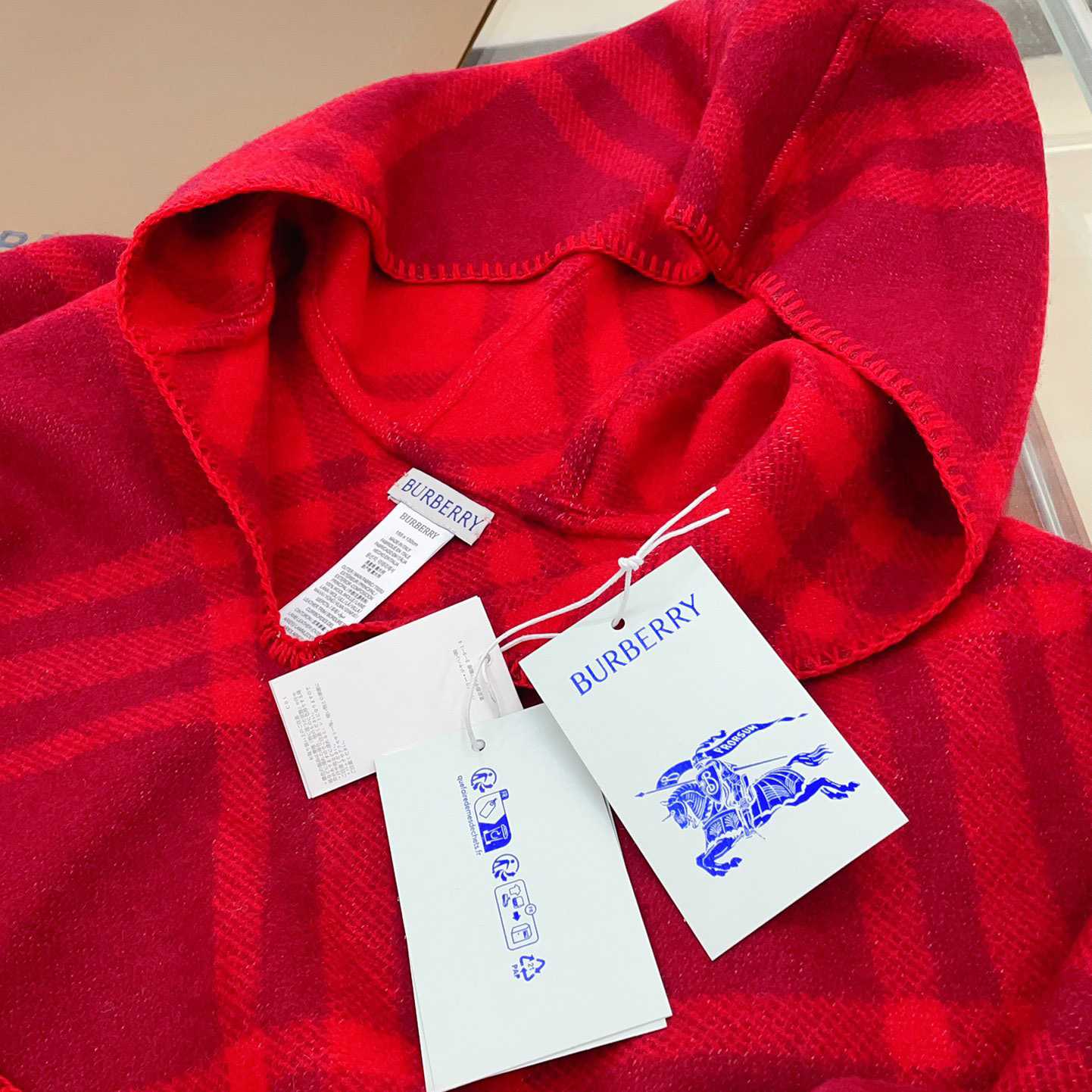 Burberry Check Wool Blanket Cape - DopestKickz