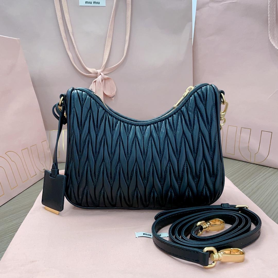 Miu Miu Matelassé Nappa Leather Shoulder Bag - DopestKickz