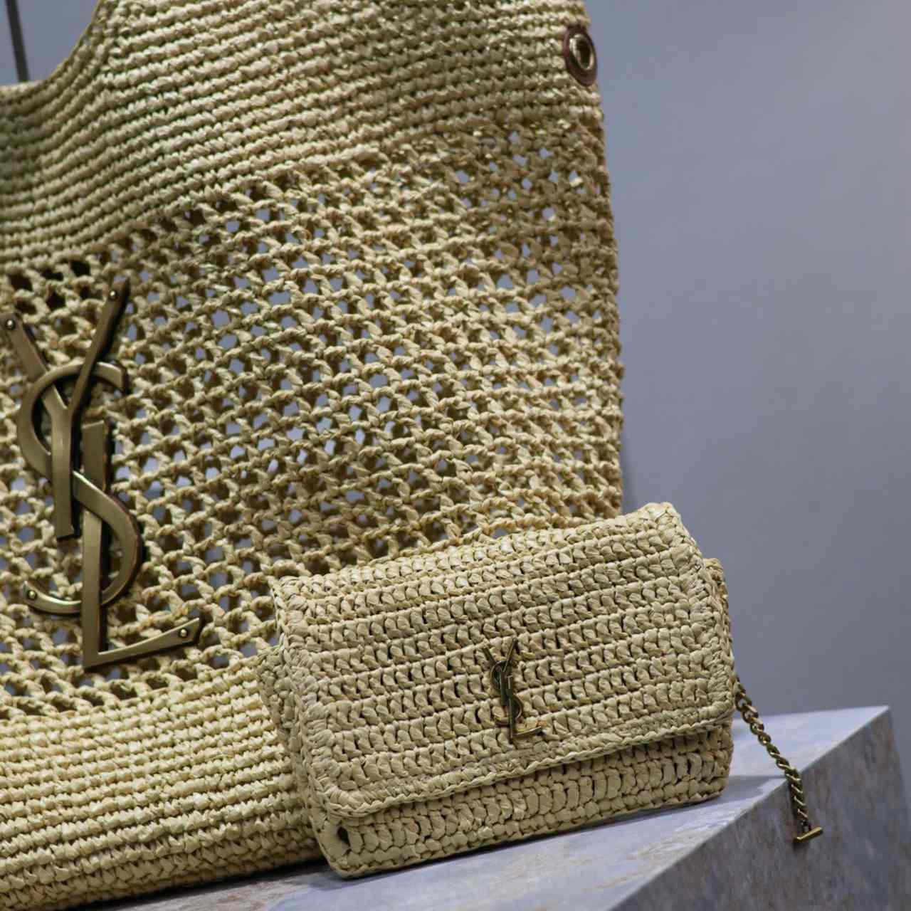 Saint Laurent YSL Icare Maxi Raffia Shopping Bag   47-61-8cm - DopestKickz
