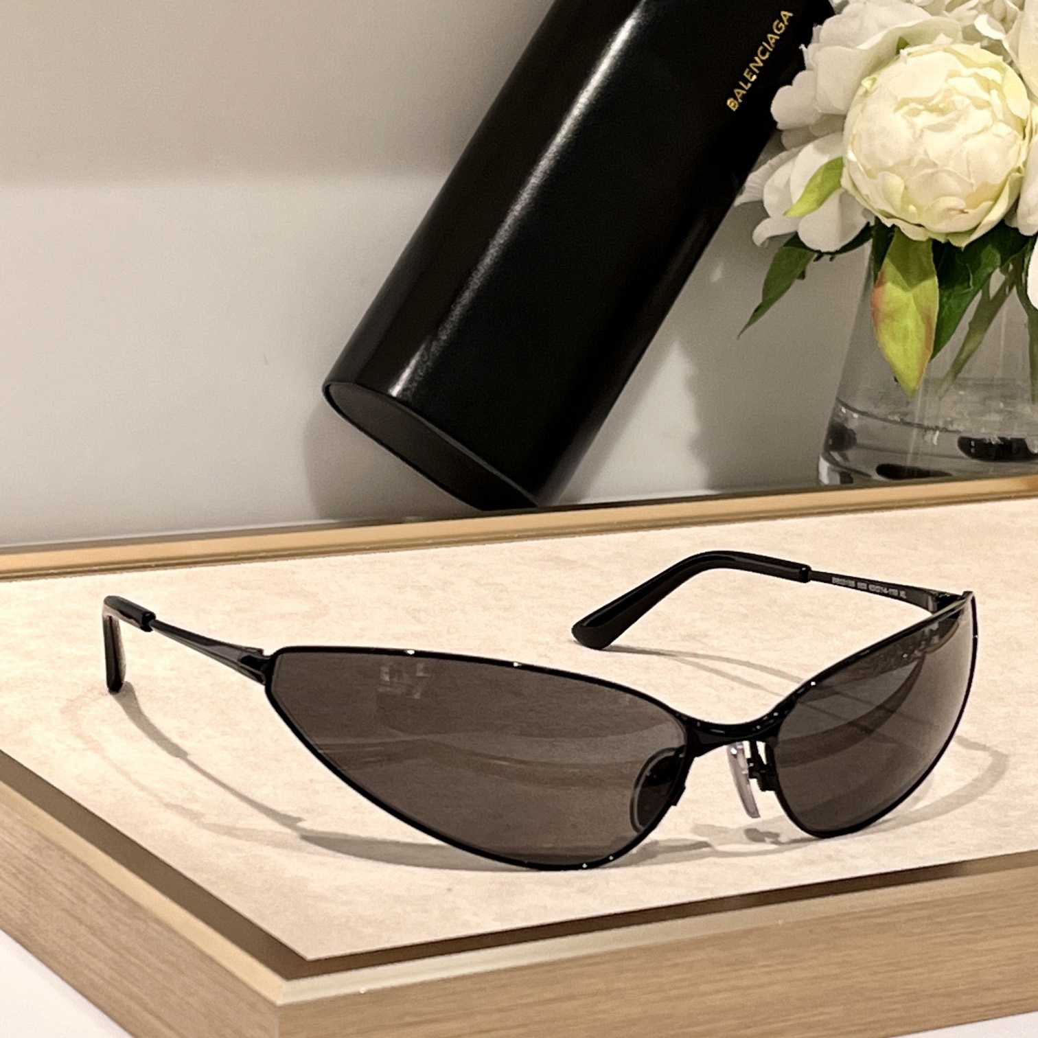 Balenciaga Razor Cat Sunglasses In Black - DopestKickz