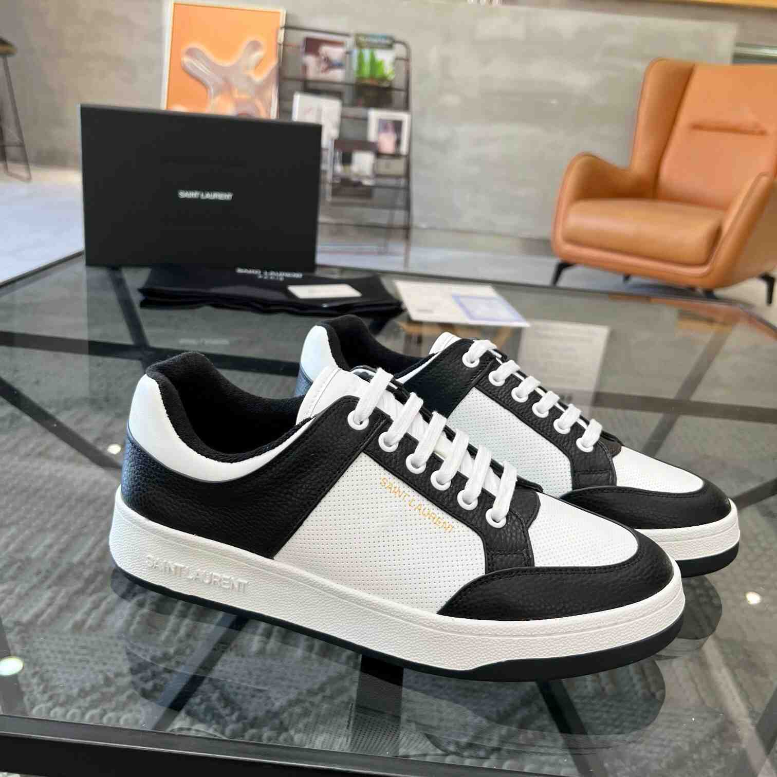 Saint Laurent SL/61 Low-top Sneakers In Perforated Leather - DopestKickz