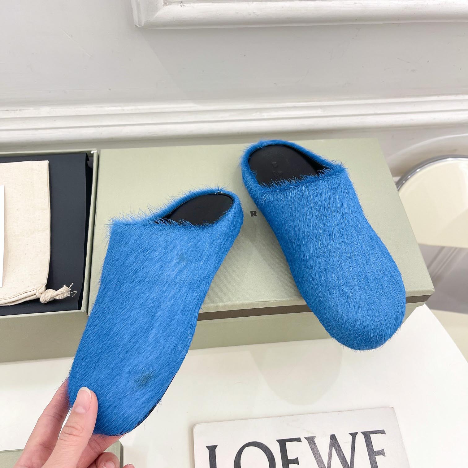 Marni Blue Long Hair Calfskin Fussbett Sabot - DopestKickz