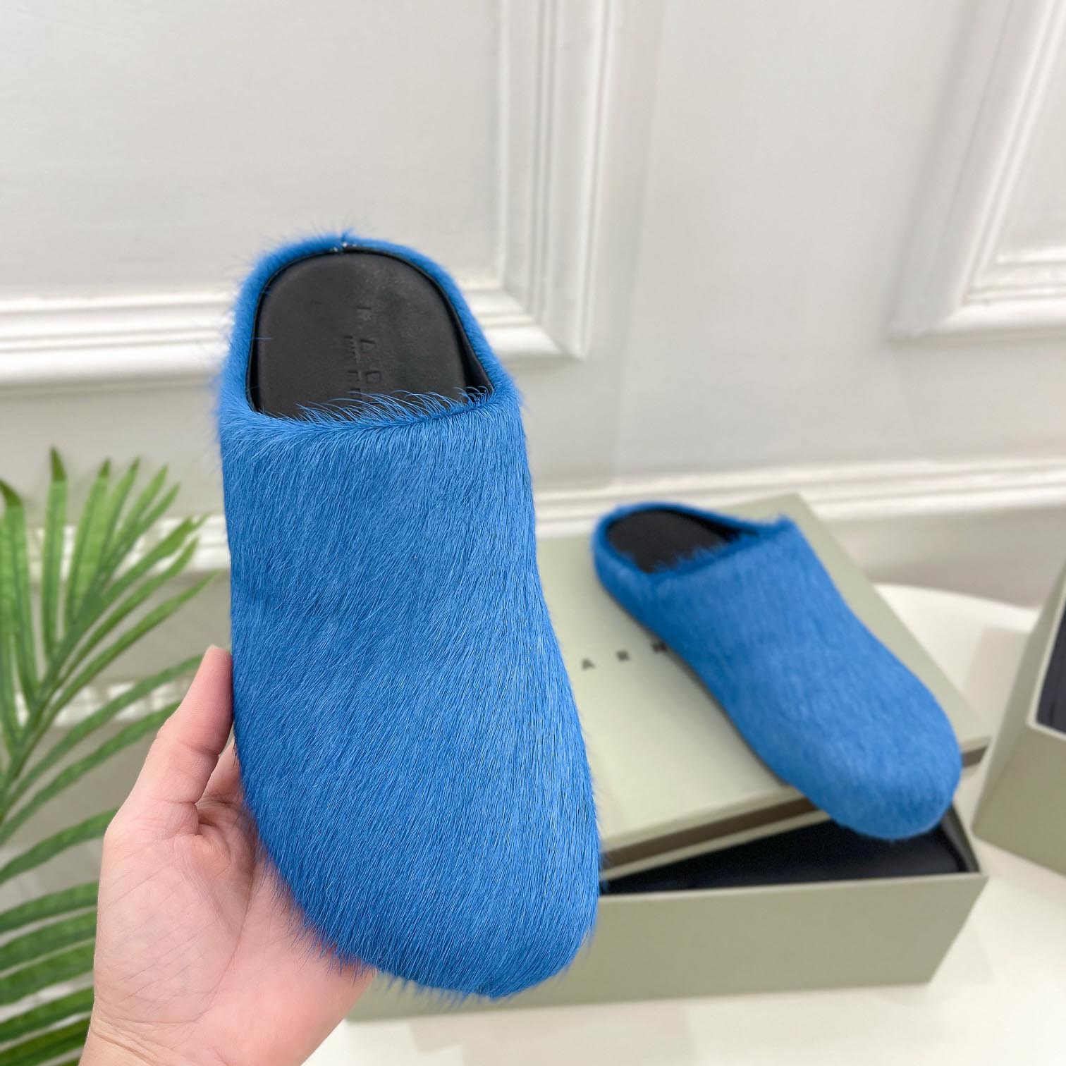 Marni Blue Long Hair Calfskin Fussbett Sabot - DopestKickz
