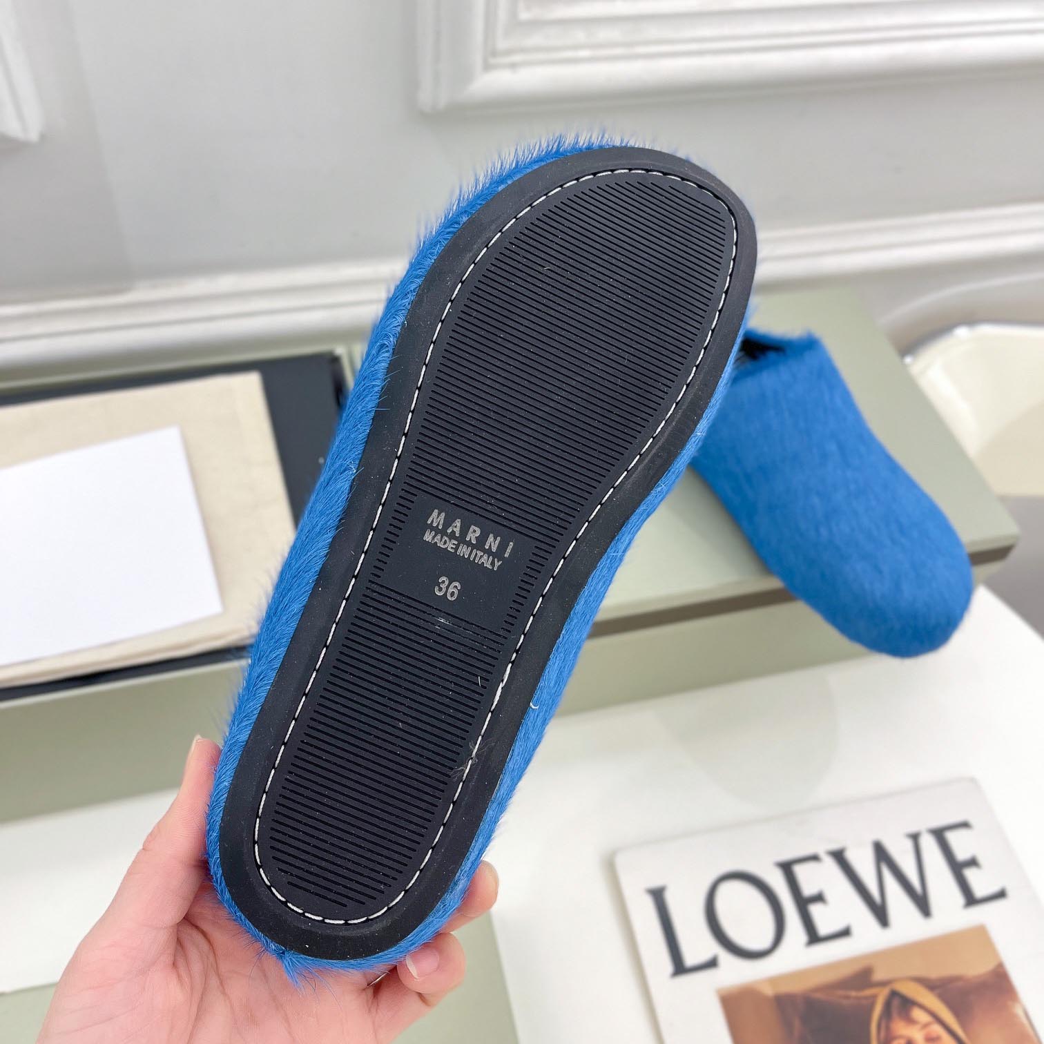 Marni Blue Long Hair Calfskin Fussbett Sabot - DopestKickz