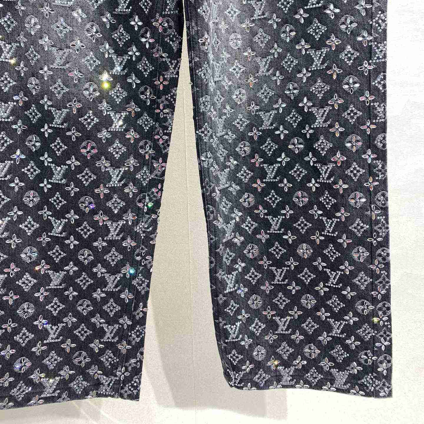 Louis Vuitton Embroidered Monogram Baggy Denim Pants   1ABY8N - DopestKickz