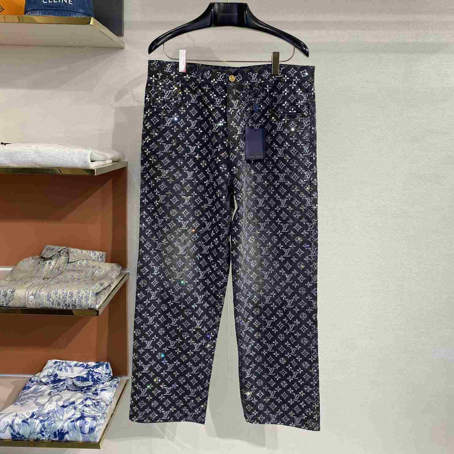 Louis Vuitton Embroidered Monogram Baggy Denim Pants   1ABY8N - DopestKickz