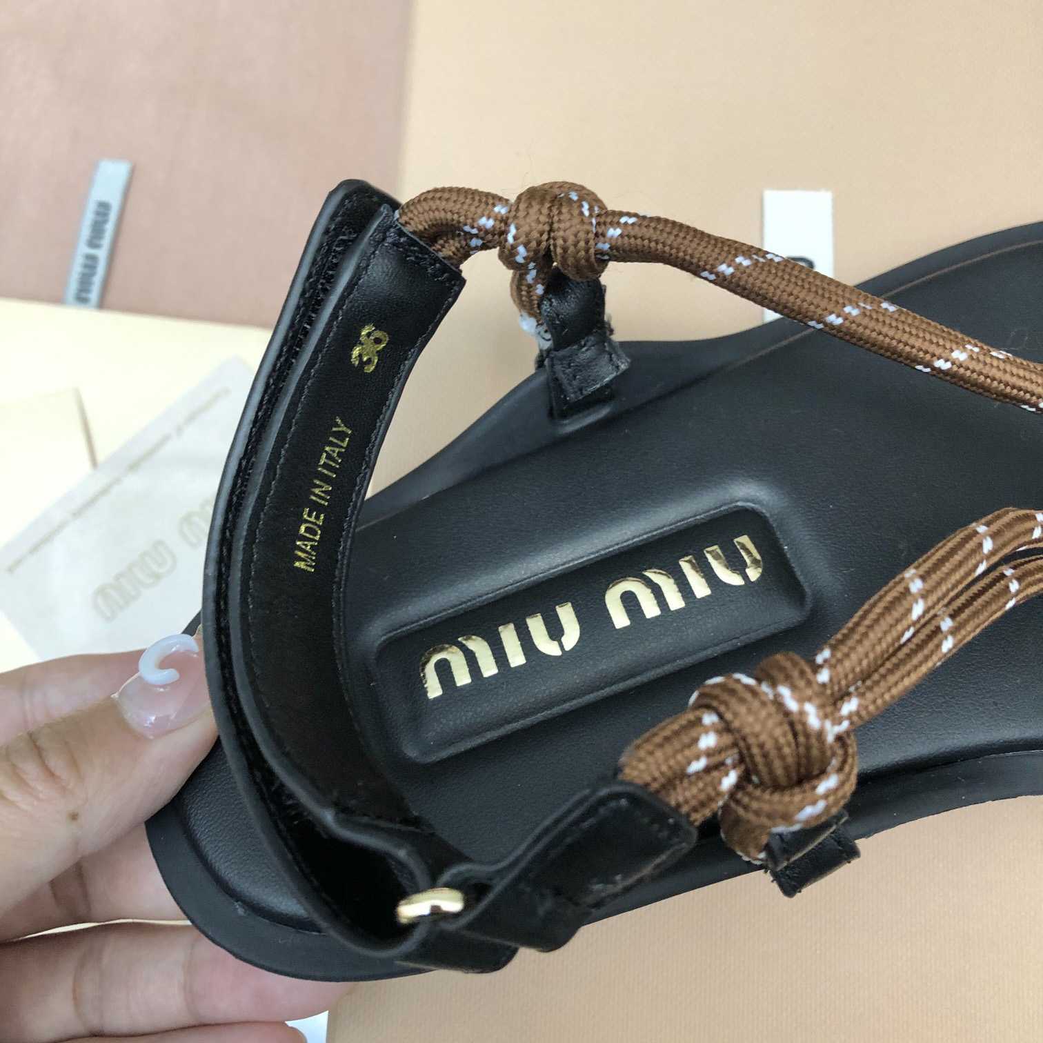 Miu Miu Riviere Cord And Leather Sandals - DopestKickz