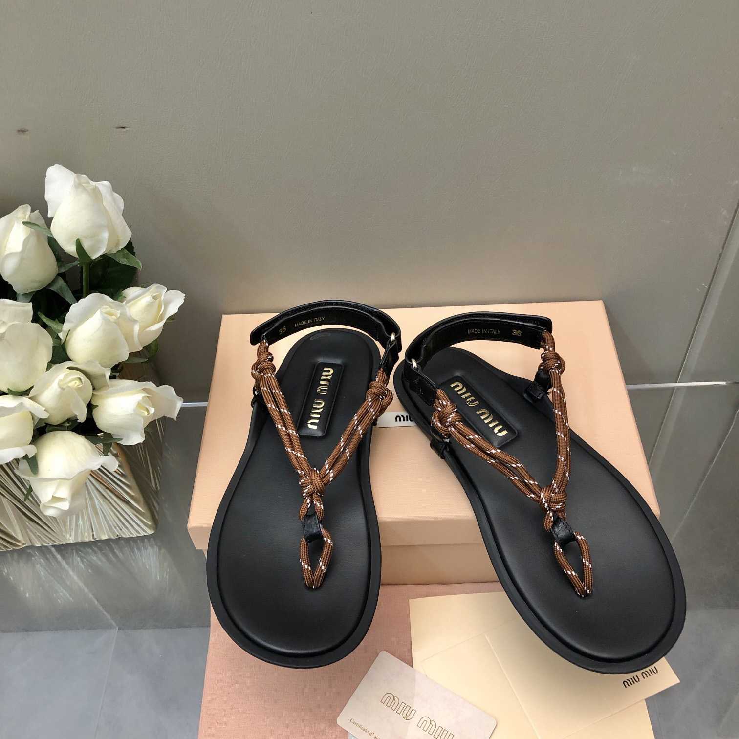 Miu Miu Riviere Cord And Leather Sandals - DopestKickz