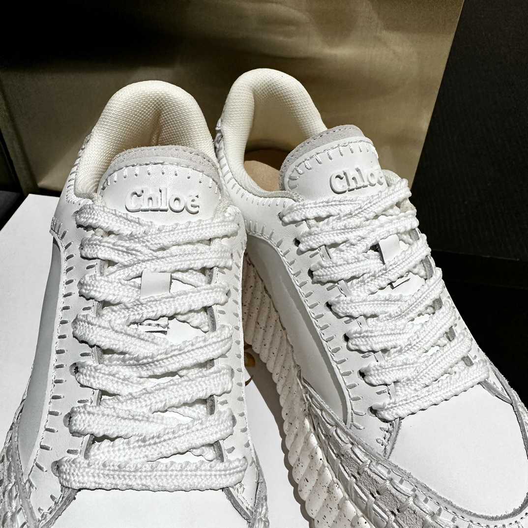 Chloe Women's Natural Nama Suede-trimmed Leather Platform Sneakers - DopestKickz