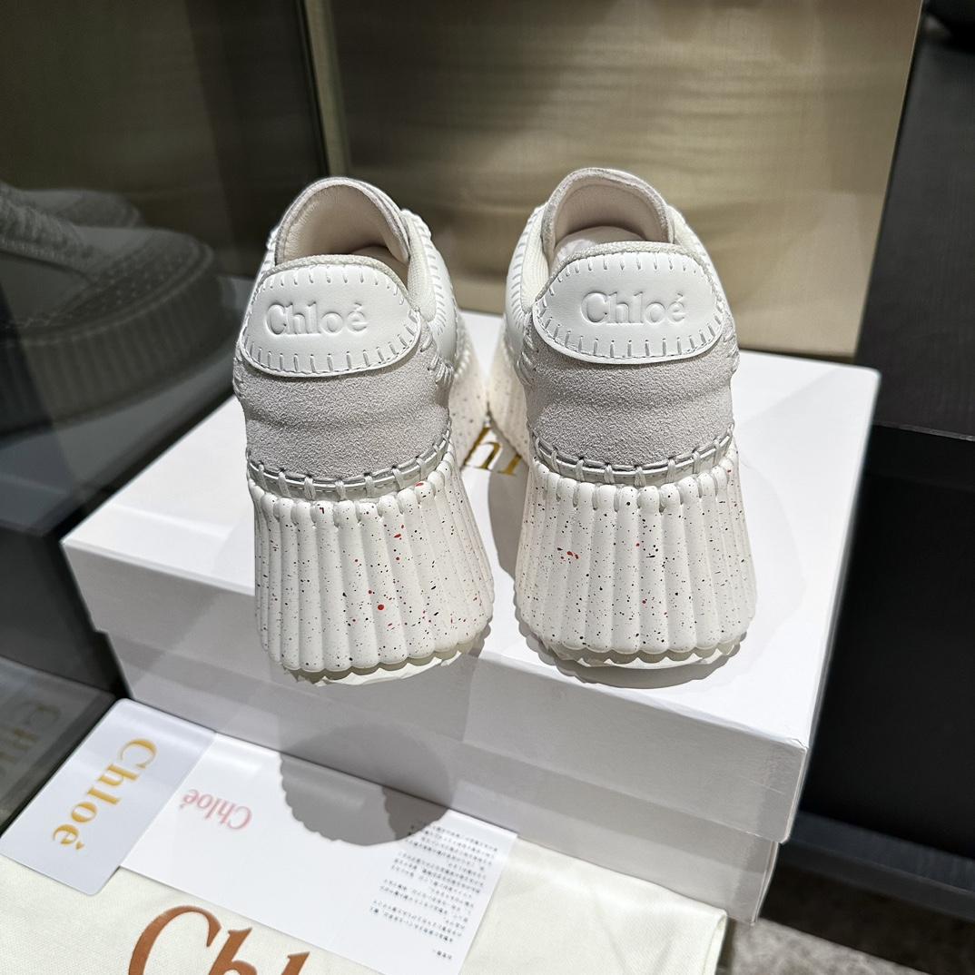 Chloe Women's Natural Nama Suede-trimmed Leather Platform Sneakers - DopestKickz