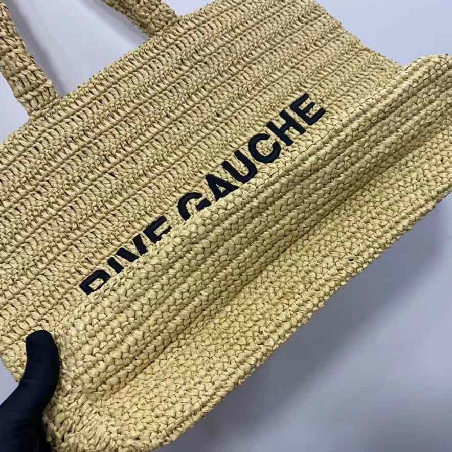 Saint Laurent Rive Gauche Printed Raffia Tote Bag  (48-36-14 cm) - DopestKickz