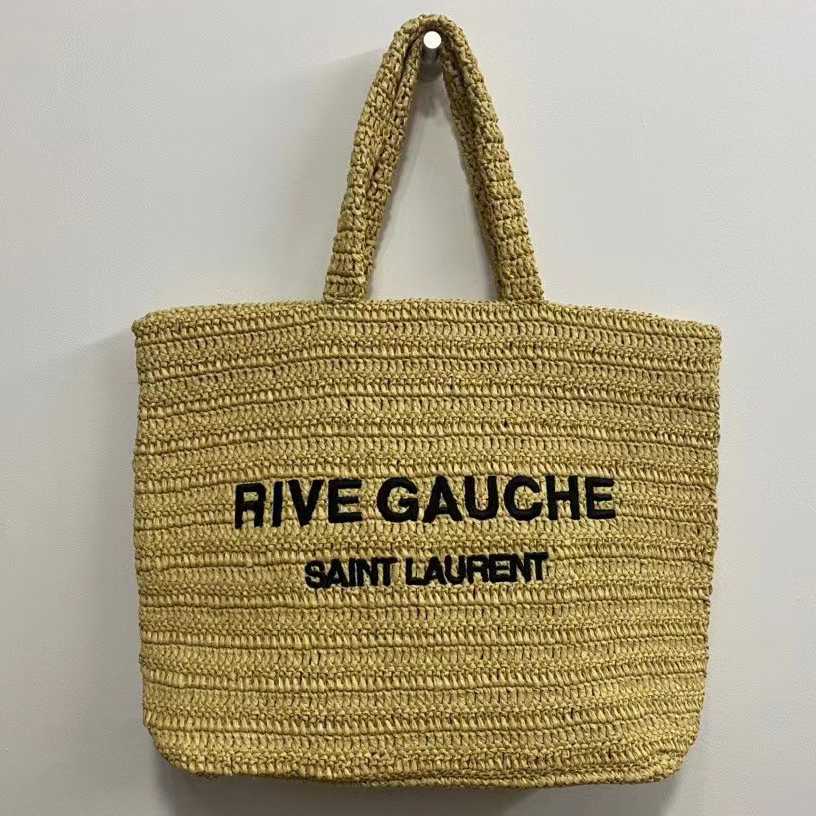 Saint Laurent Rive Gauche Printed Raffia Tote Bag  (48-36-14 cm) - DopestKickz