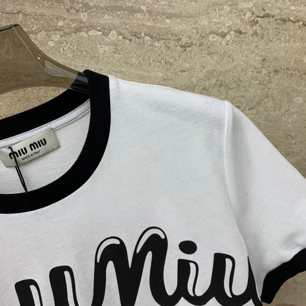 Miu Miu Logo-Printed Cropped T-Shirt - DopestKickz