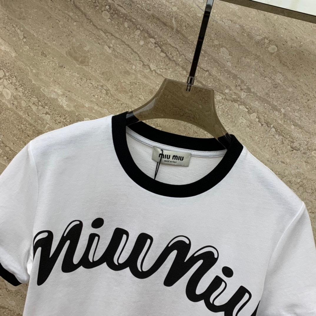 Miu Miu Logo-Printed Cropped T-Shirt - DopestKickz