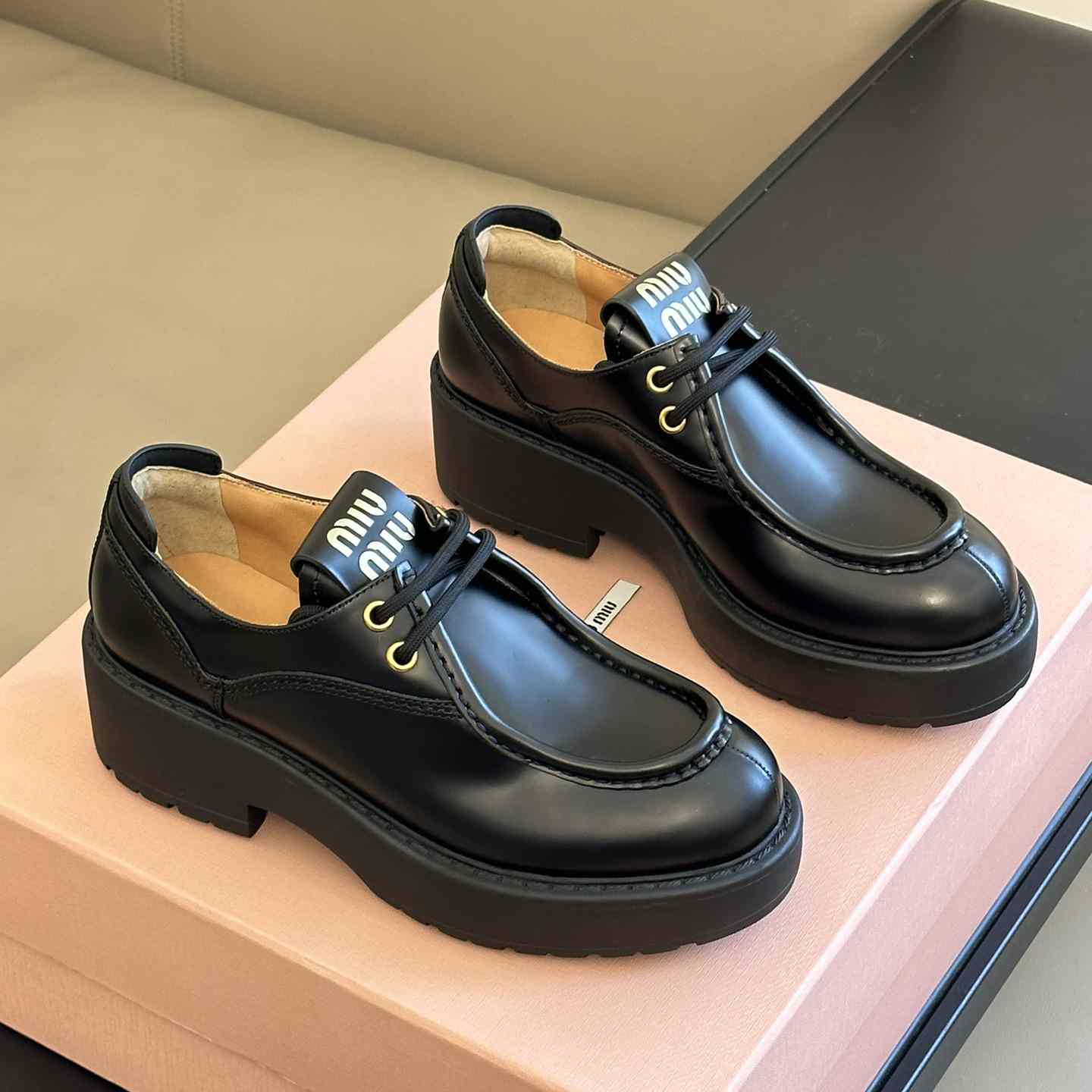 Miu Miu Leather Lace-up Shoes - DopestKickz
