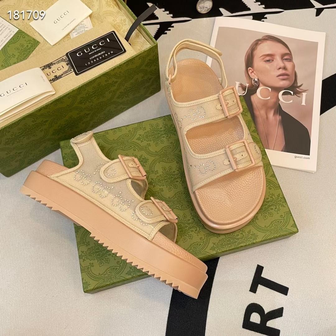 Gucci Women's GG Sandal With Crystals - DopestKickz