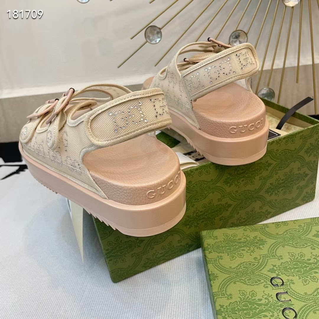 Gucci Women's GG Sandal With Crystals - DopestKickz