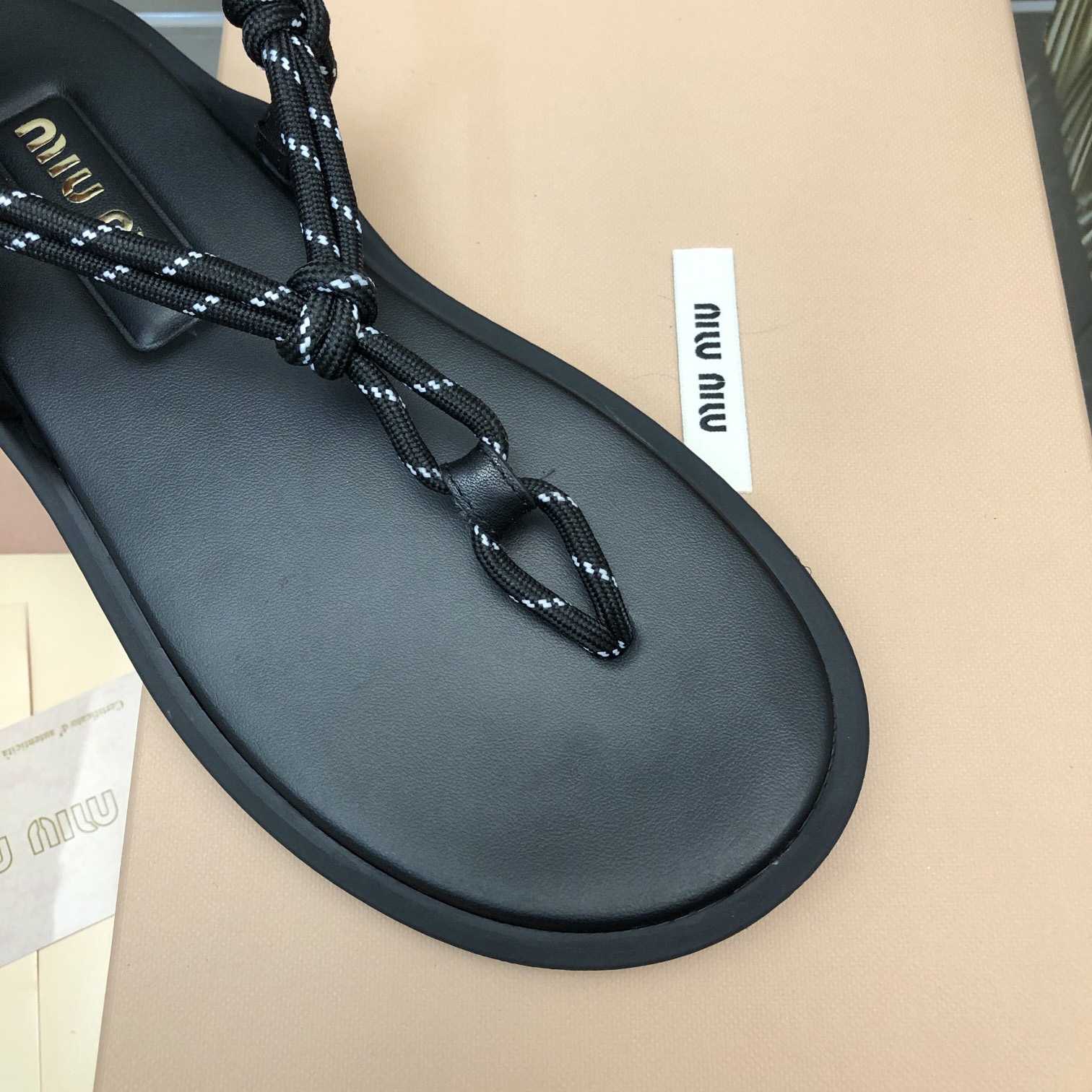 Miu Miu Riviere Cord And Leather Sandals - DopestKickz