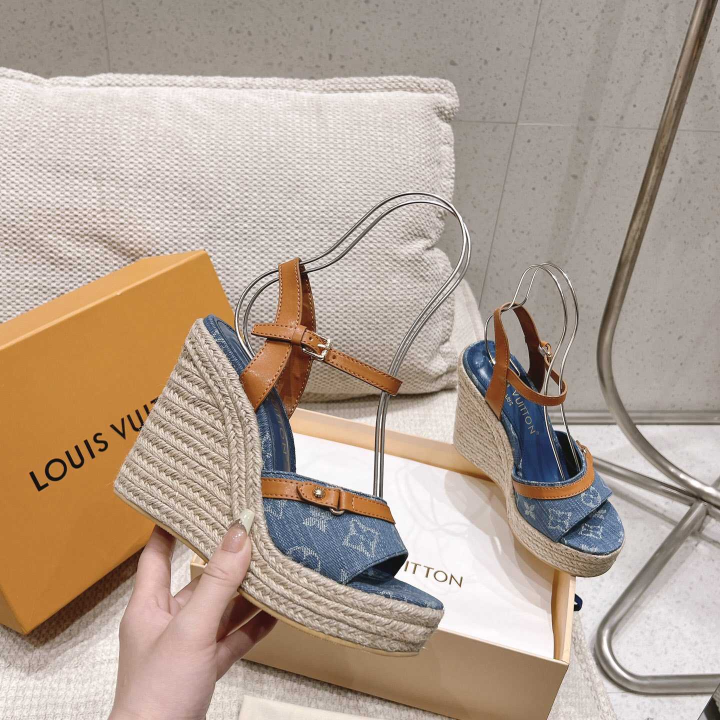 Louis Vuitton Helios Wedge Sandal   - DopestKickz