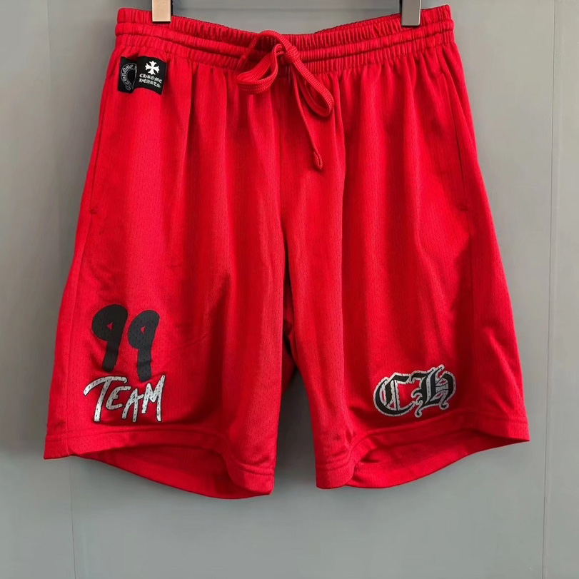 Chrome Hearts Matty Boy Form Mesh Varsity Shorts Red - DopestKickz