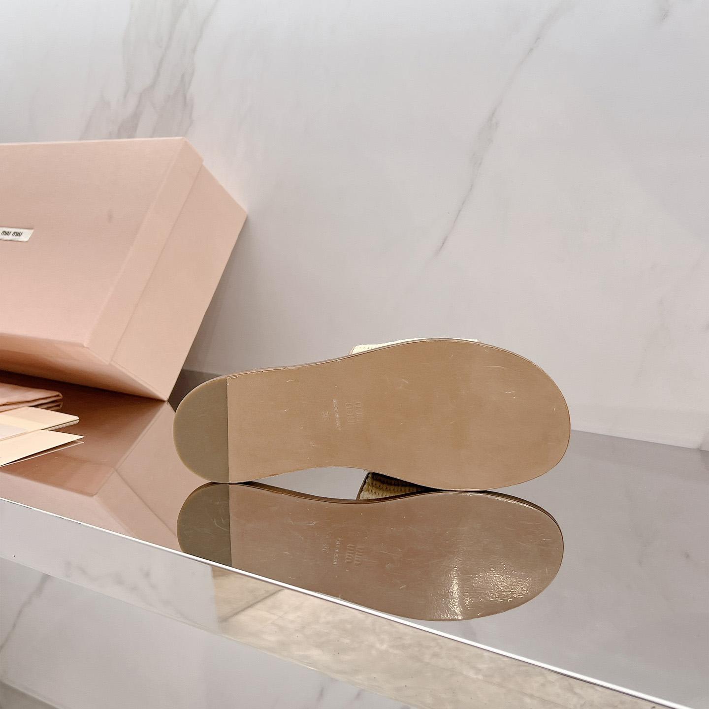 Miu Miu Raffia-effect Woven Fabric Slides - DopestKickz
