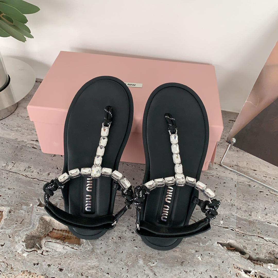 Miu Miu Cotton Cord Thong Sandals - DopestKickz