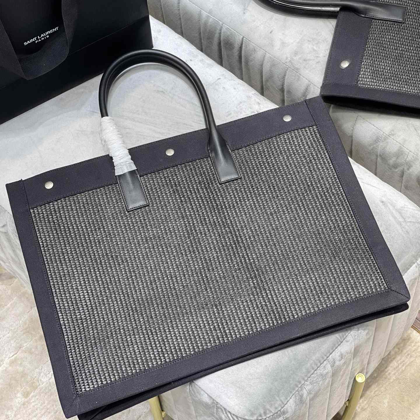 Saint Laurent Rive Gauche Woven Tote Bag   48×36×16cm - DopestKickz