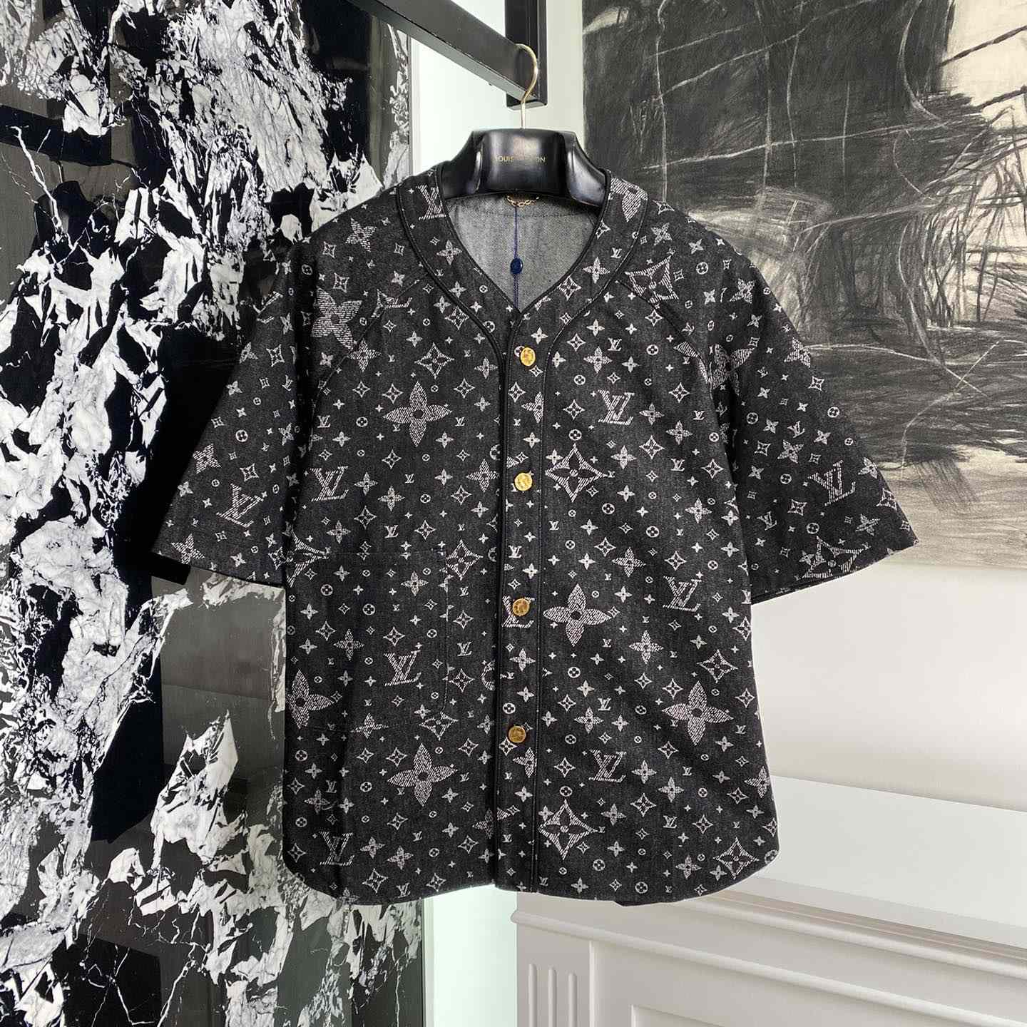 Louis Vuitton Monogram Denim Baseball Shirt - DopestKickz