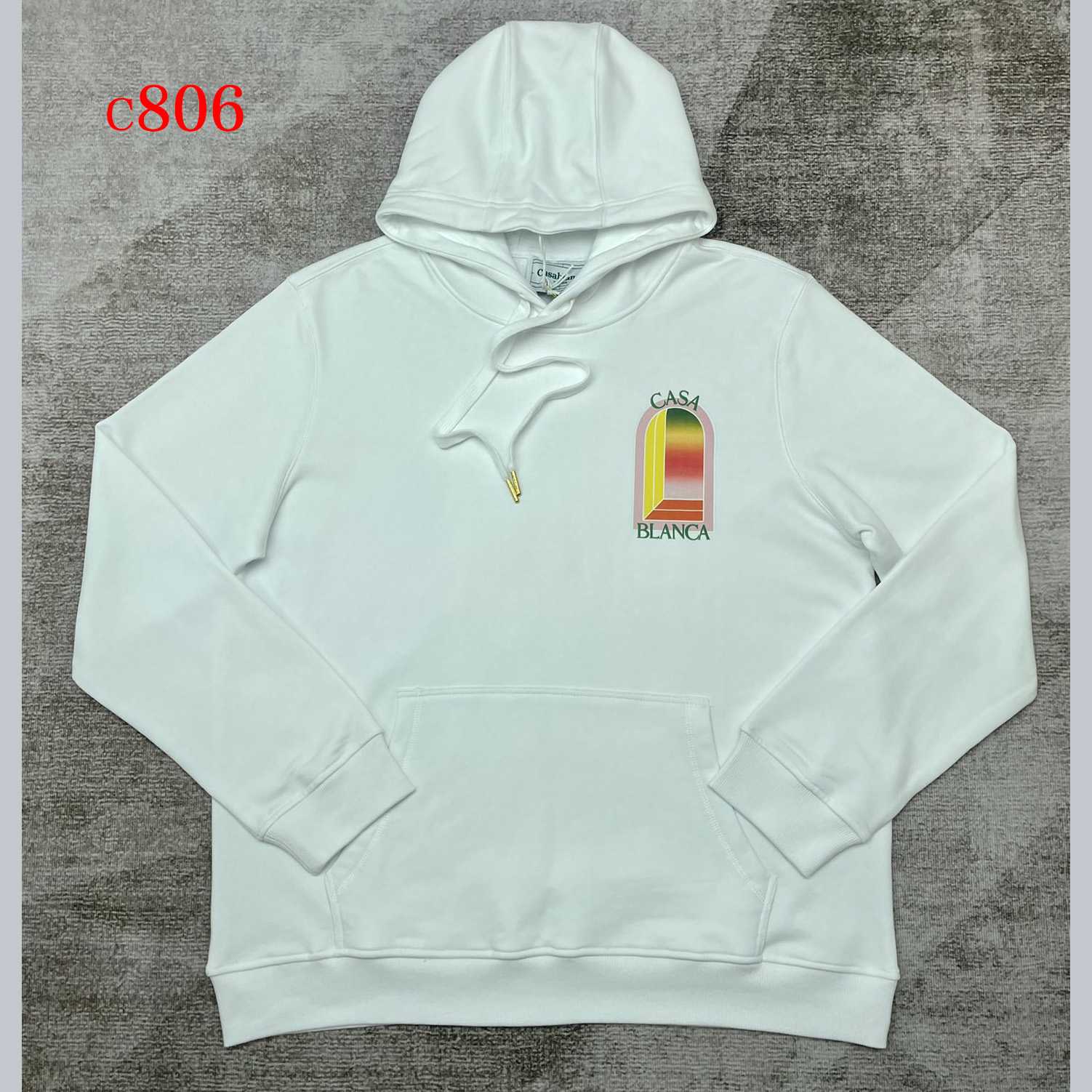 Casablanca White Gradient Arch Organic Cotton Hoodie    c806 - DopestKickz