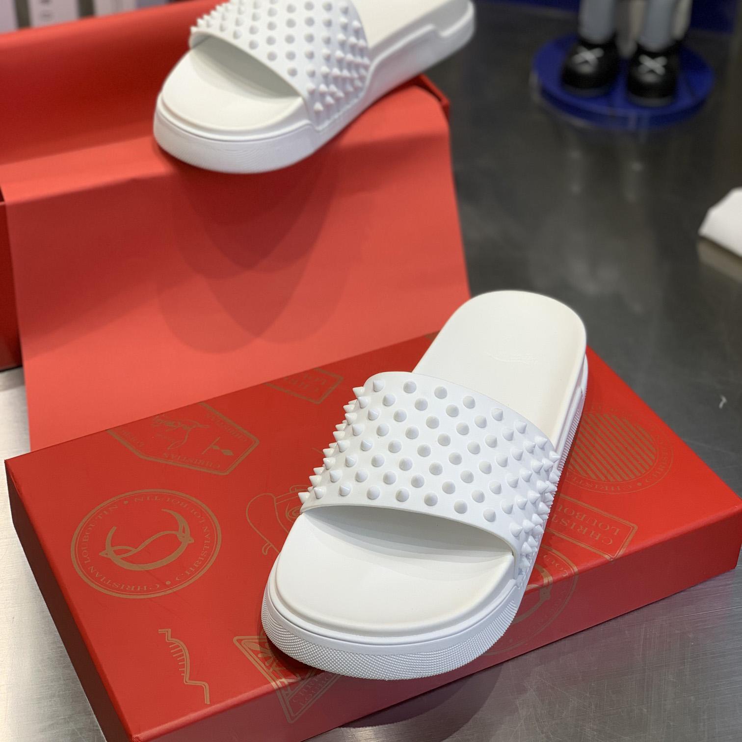 Christian Louboutin Pool Fun Spiked Slides - DopestKickz