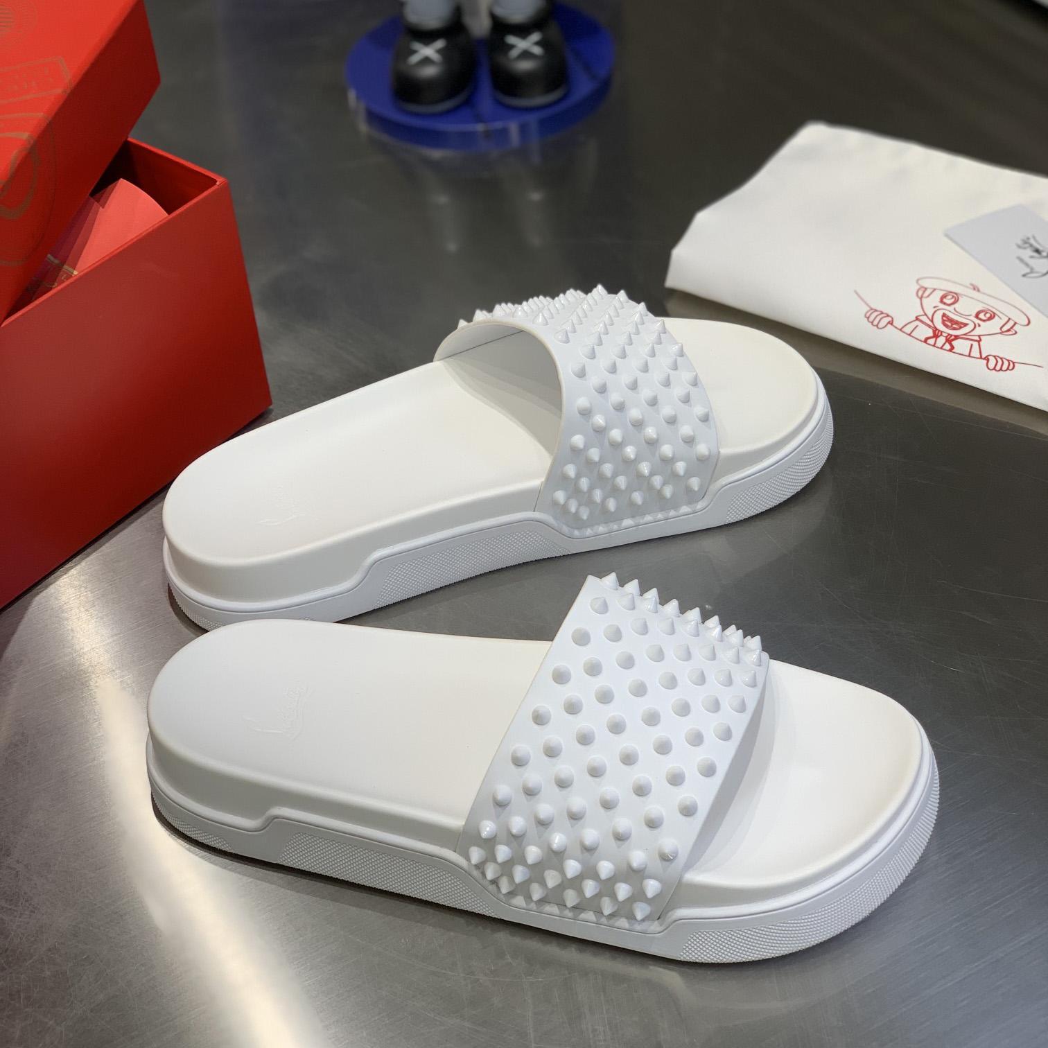 Christian Louboutin Pool Fun Spiked Slides - DopestKickz
