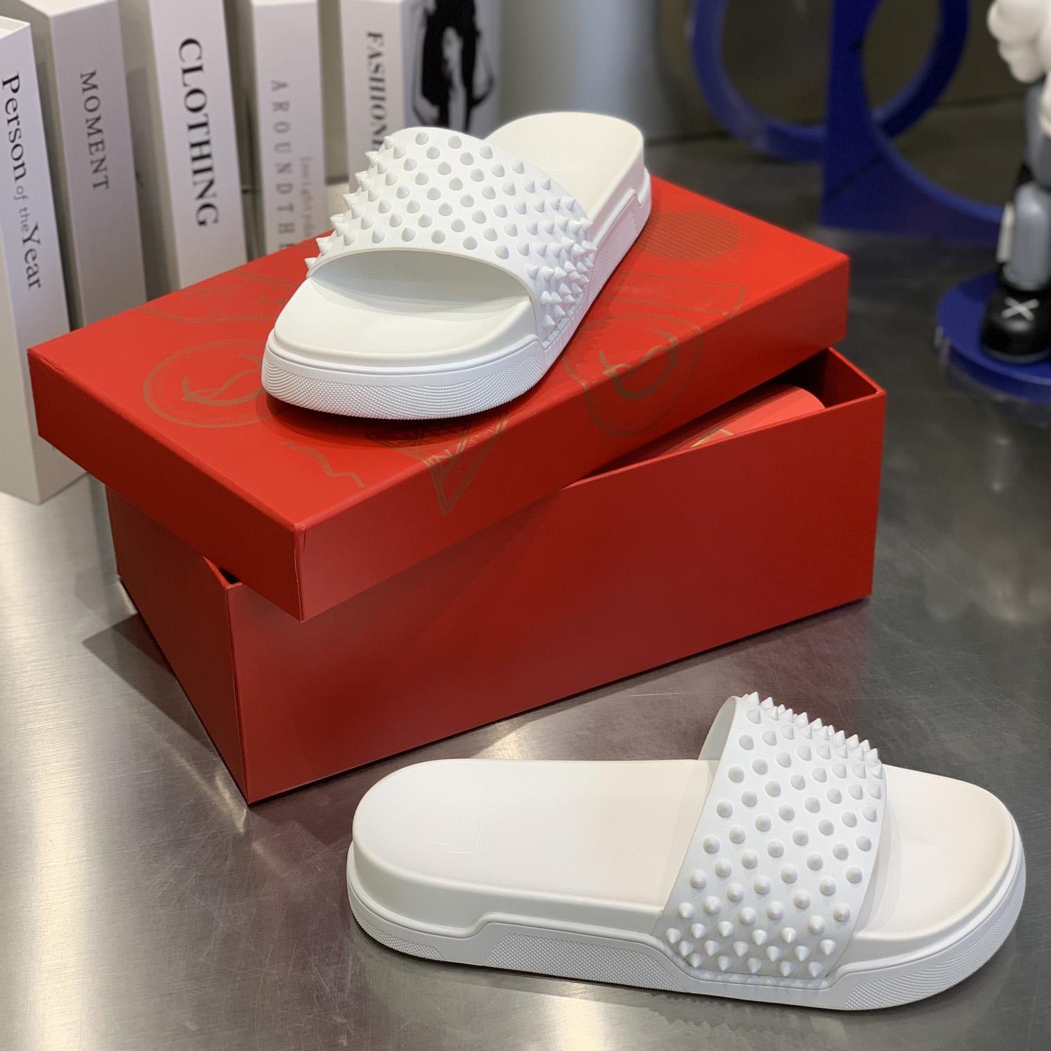 Christian Louboutin Pool Fun Spiked Slides - DopestKickz