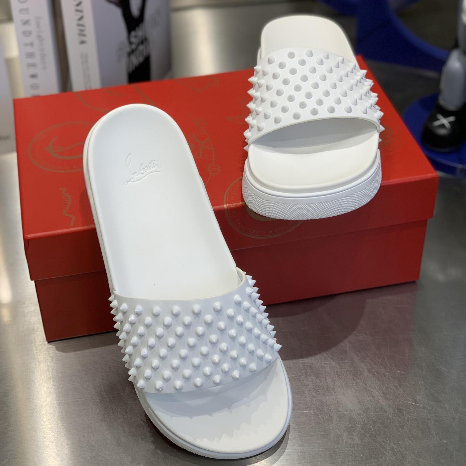 Christian Louboutin Pool Fun Spiked Slides - DopestKickz