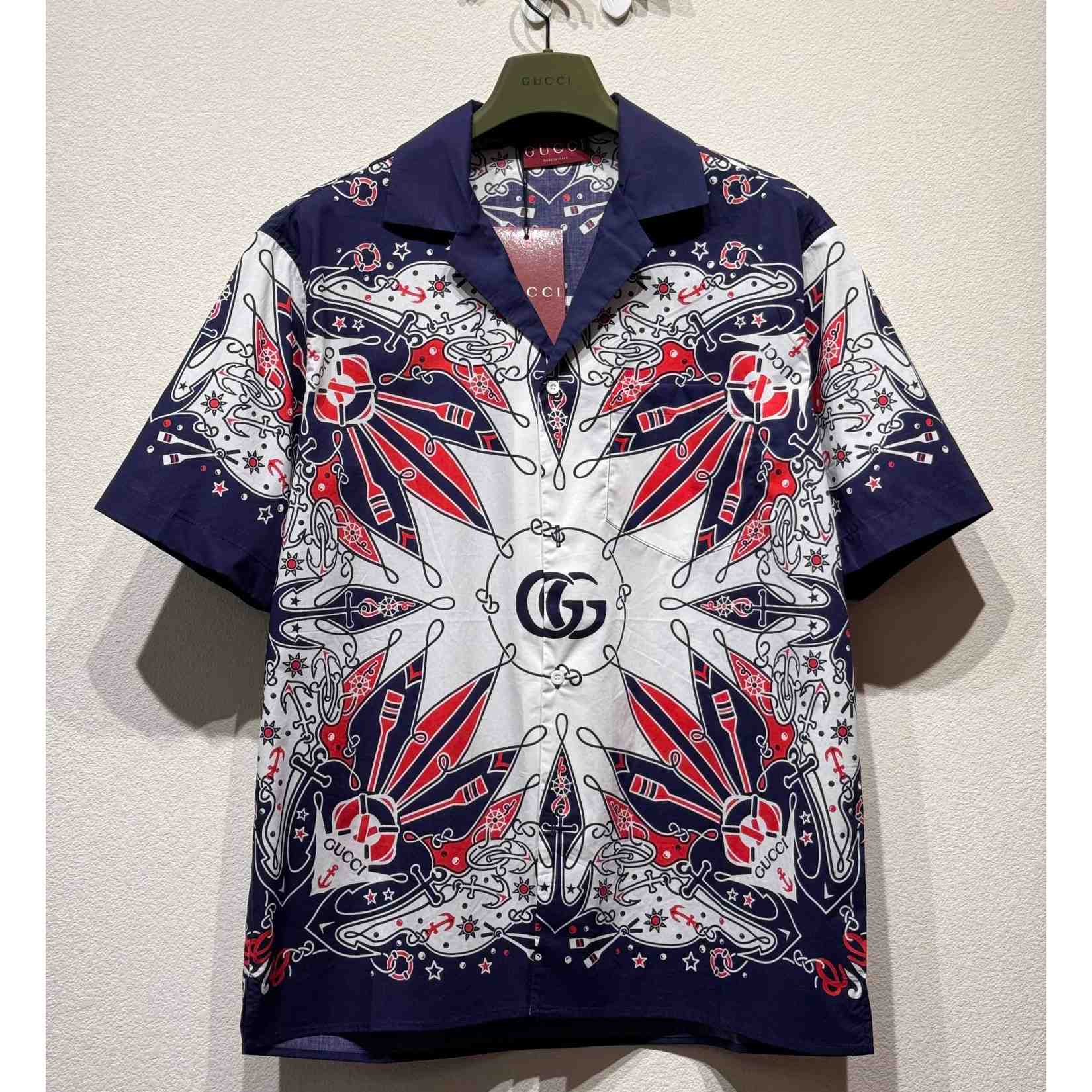 Gucci Double G bandana Print Cotton Shirt - DopestKickz