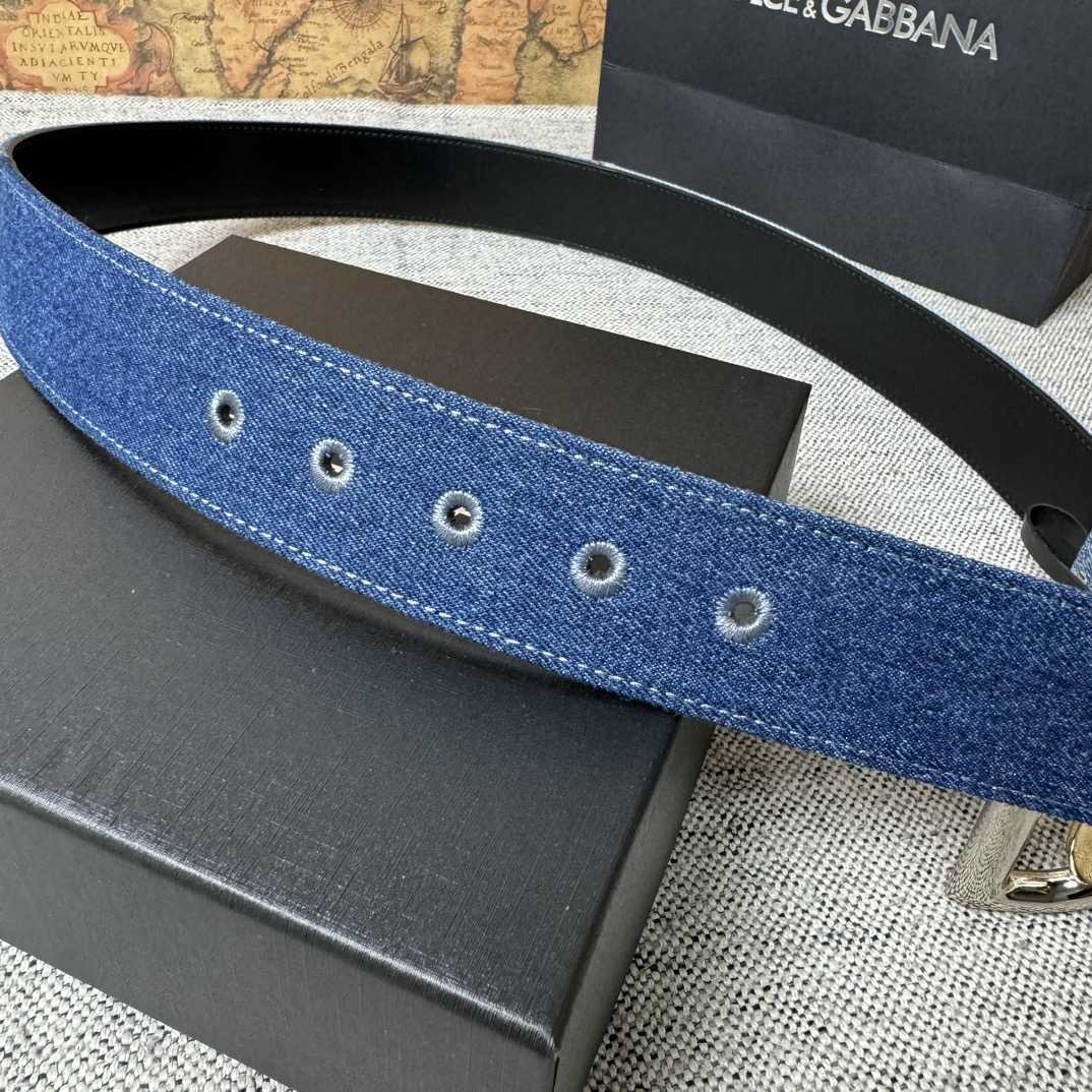 Dolce & Gabbana Denim Belt With DG Logo - DopestKickz