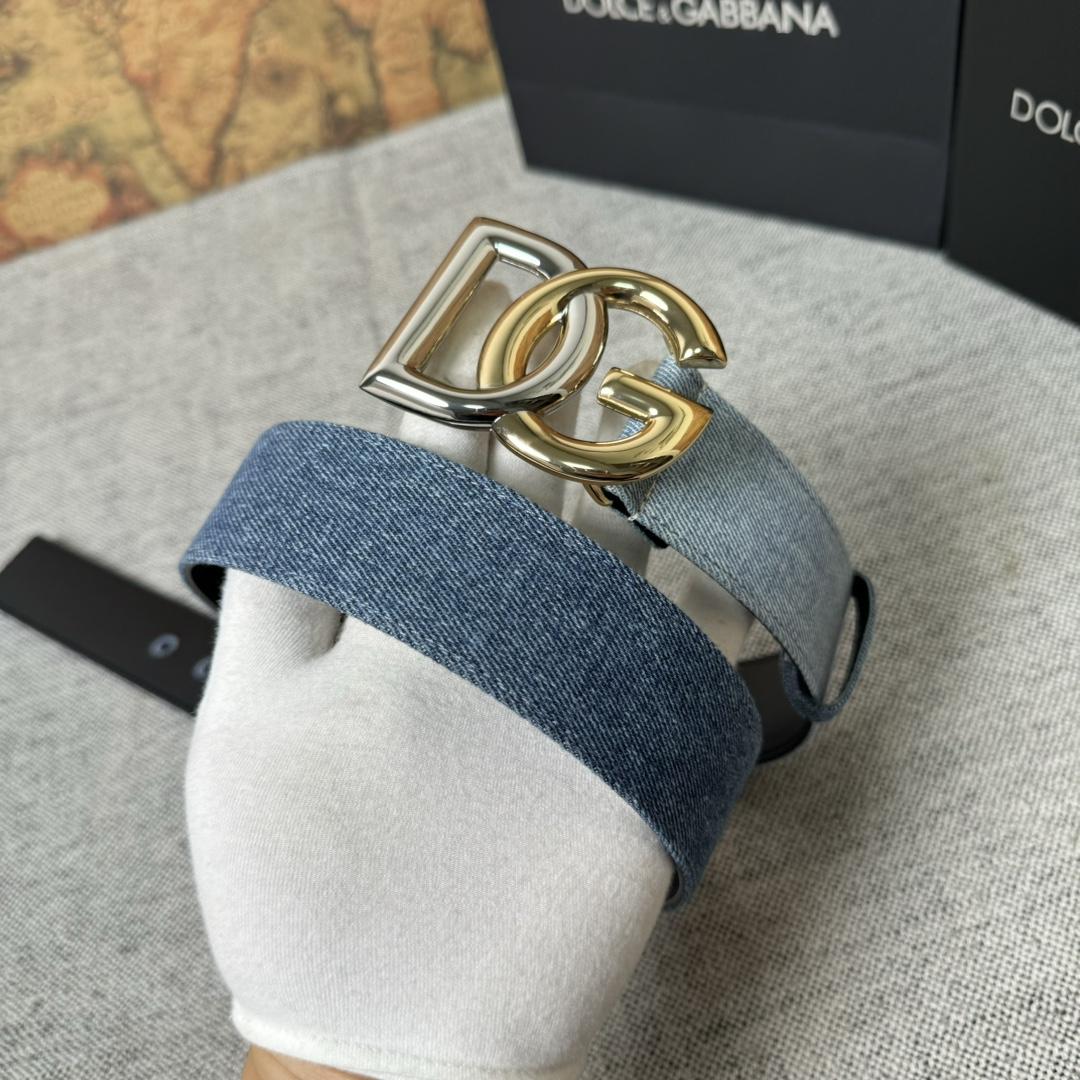 Dolce & Gabbana Denim Belt With DG Logo - DopestKickz