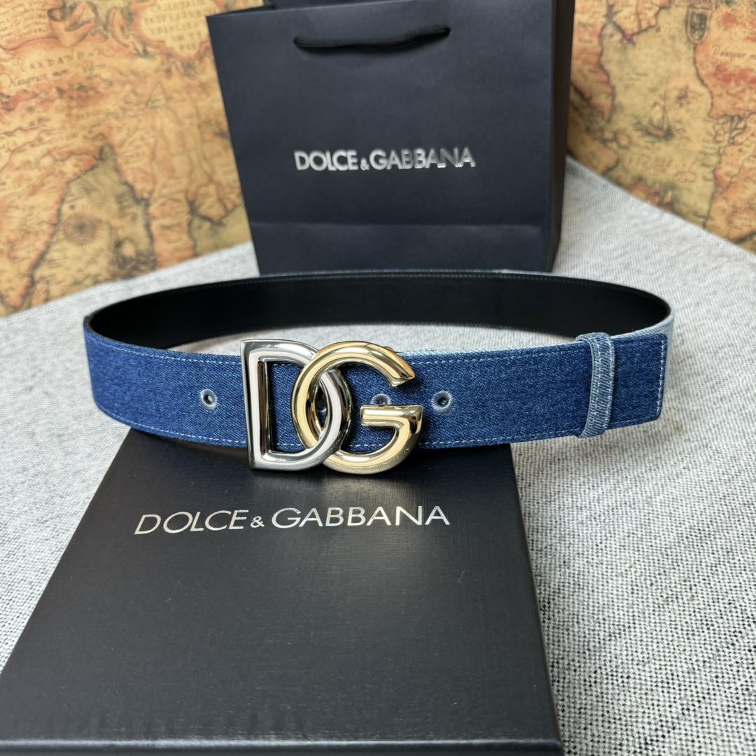 Dolce & Gabbana Denim Belt With DG Logo - DopestKickz
