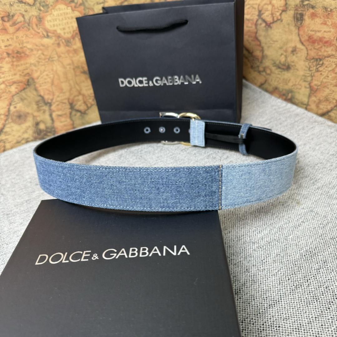 Dolce & Gabbana Denim Belt With DG Logo - DopestKickz
