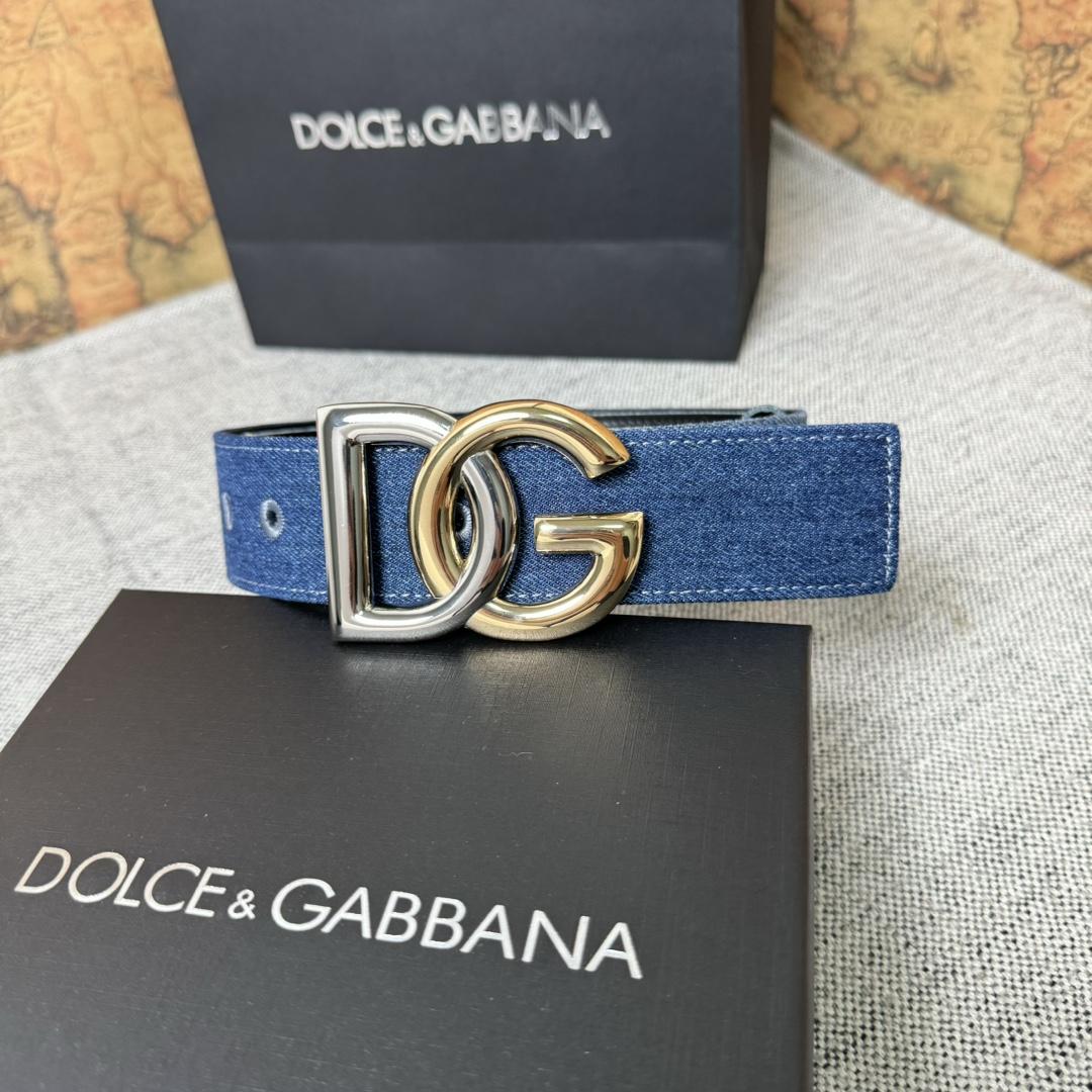Dolce & Gabbana Denim Belt With DG Logo - DopestKickz
