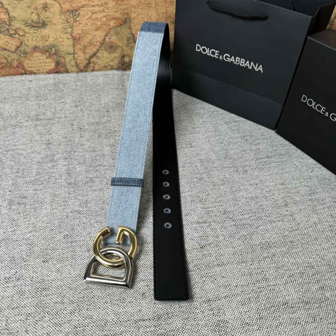 Dolce & Gabbana Denim Belt With DG Logo - DopestKickz