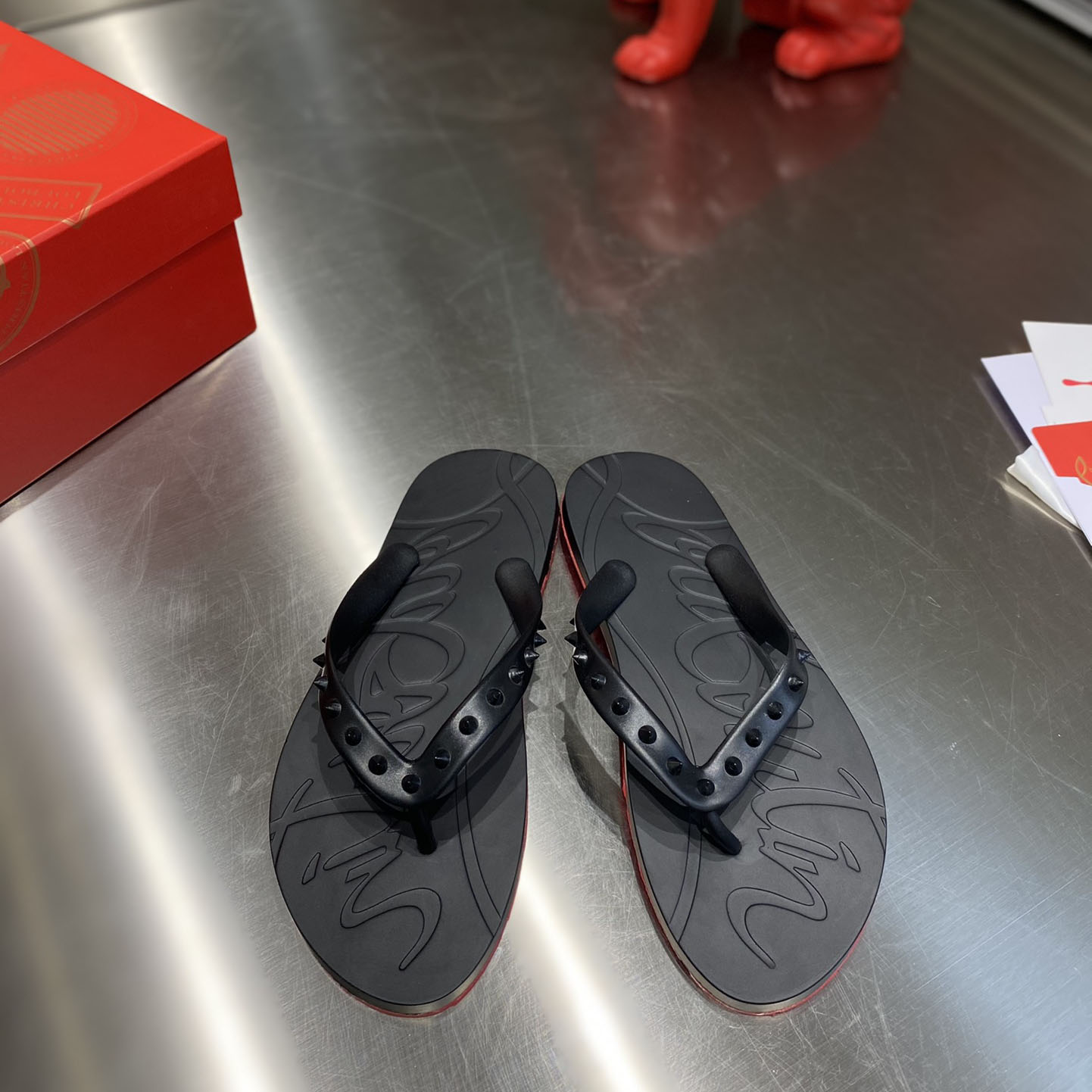 Christian Louboutin Loubi Flip Slide - DopestKickz