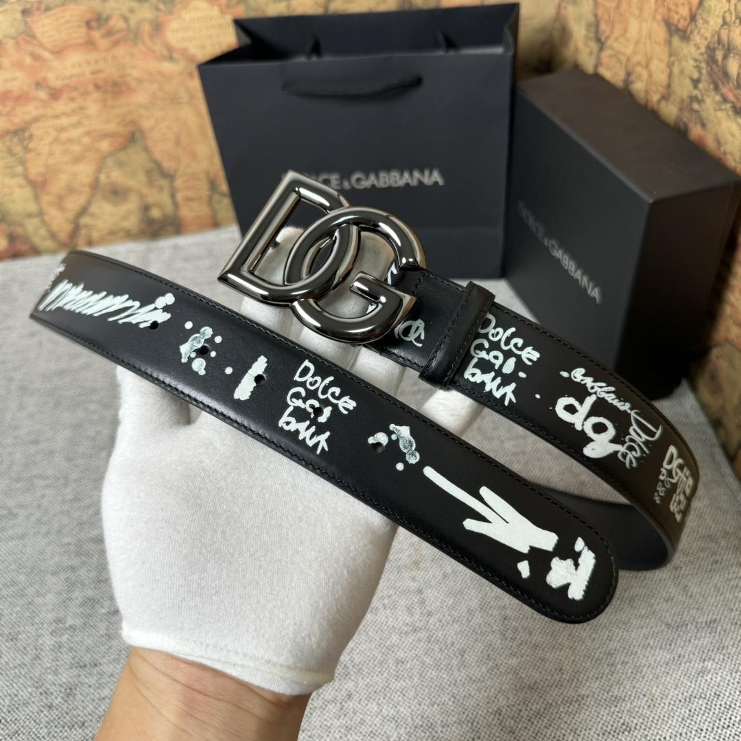 Dolce & Gabbana Graffiti-print Logo-buckle Belt - DopestKickz