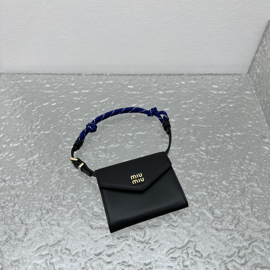 Miu Miu Leather Wallet With Leather And Cord Shoulder Strap - DopestKickz