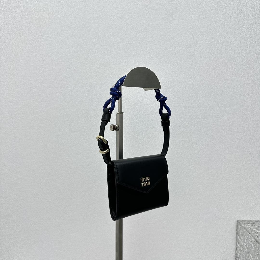 Miu Miu Leather Wallet With Leather And Cord Shoulder Strap - DopestKickz