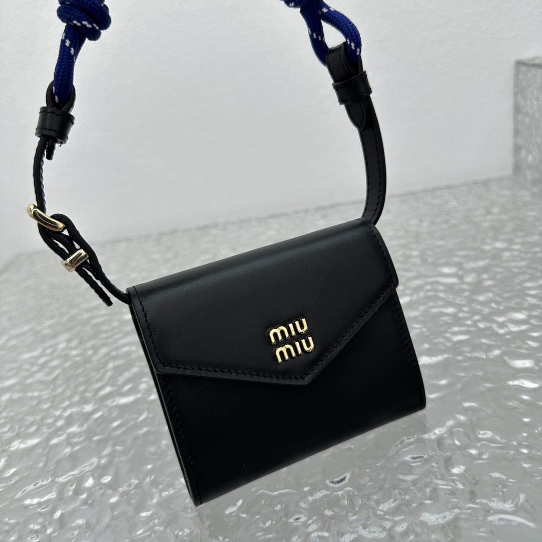 Miu Miu Leather Wallet With Leather And Cord Shoulder Strap - DopestKickz