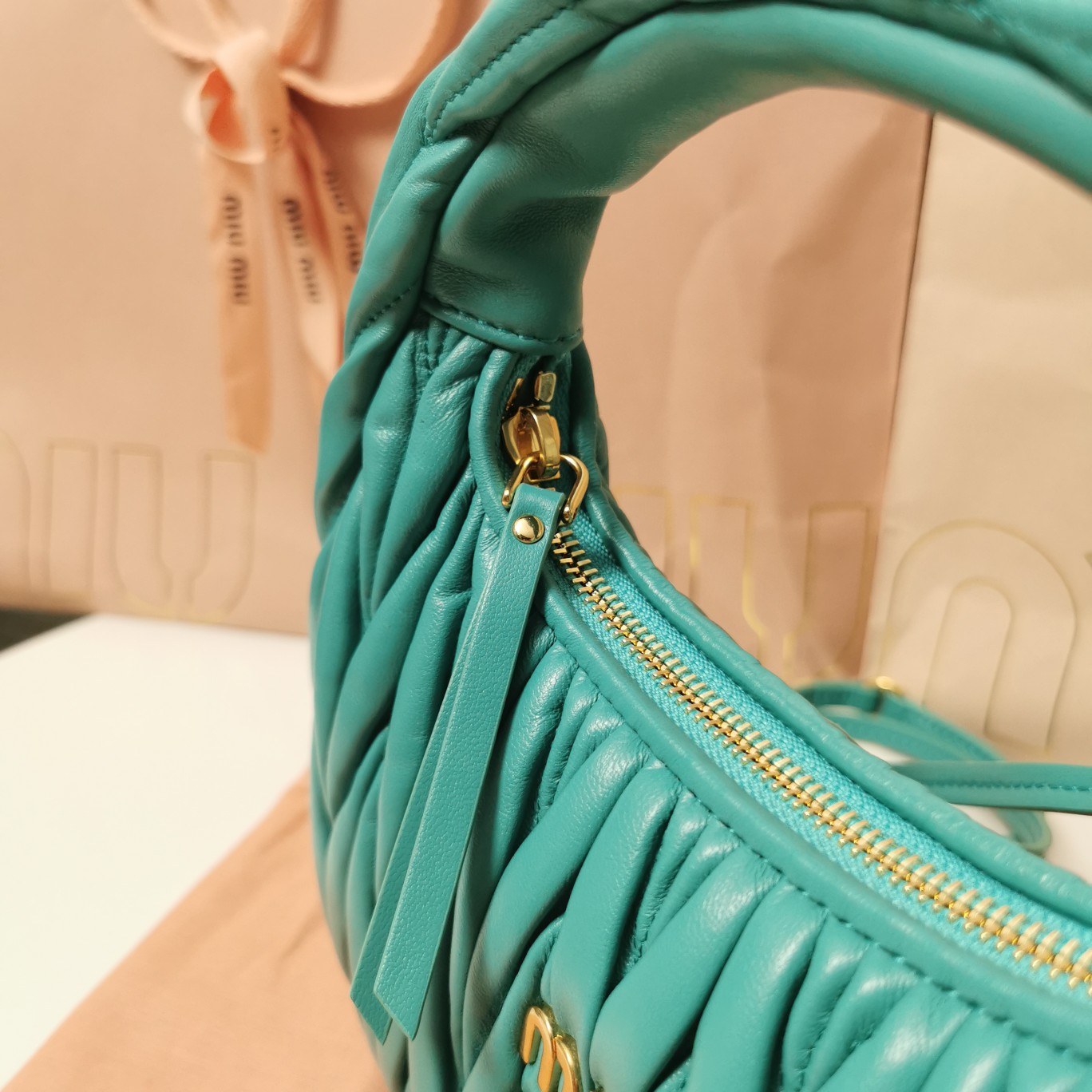 Miu Miu Wander Matelassé Nappa Leather Hobo Bag (23X13X7cm) - DopestKickz