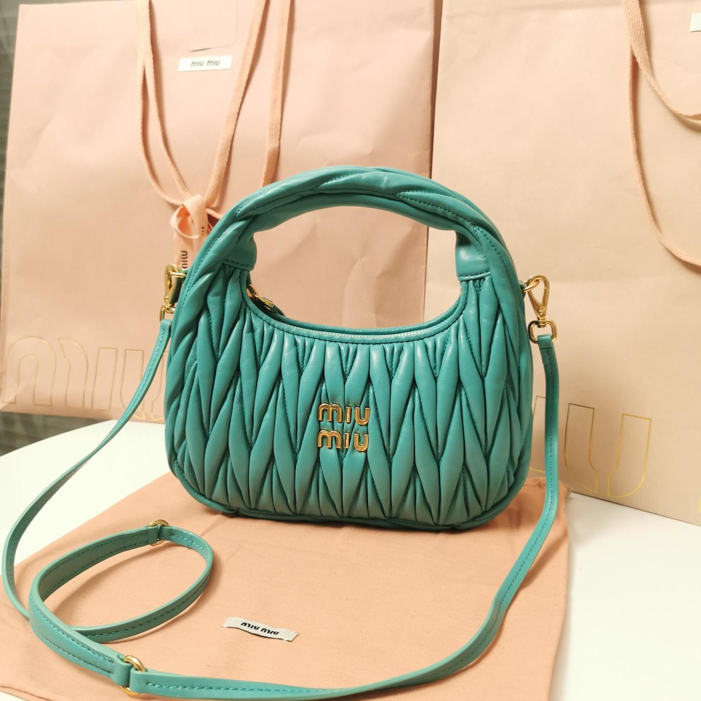Miu Miu Wander Matelassé Nappa Leather Hobo Bag (23X13X7cm) - DopestKickz