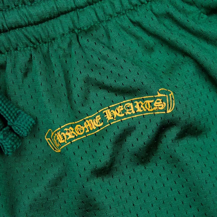 Chrome Hearts Green Varsity Mesh Shorts - DopestKickz