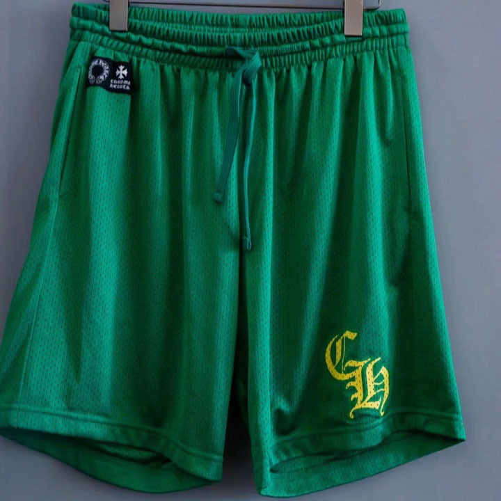 Chrome Hearts Green Varsity Mesh Shorts - DopestKickz